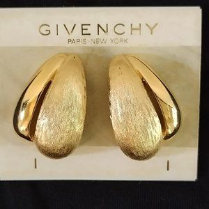 Vintage Givenchy Chunky Brushed 2 Tone Finish Earrings Pierced  Earrings